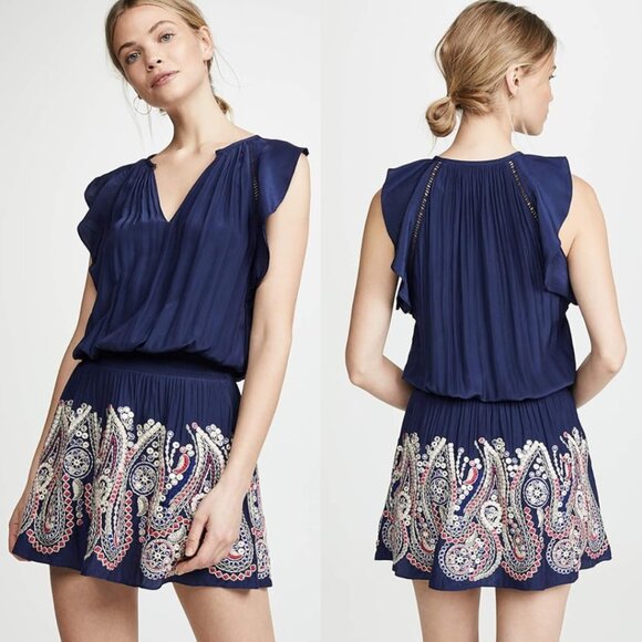 Ramy Brook Embroidered Navy Dress - Picture 1 of 7
